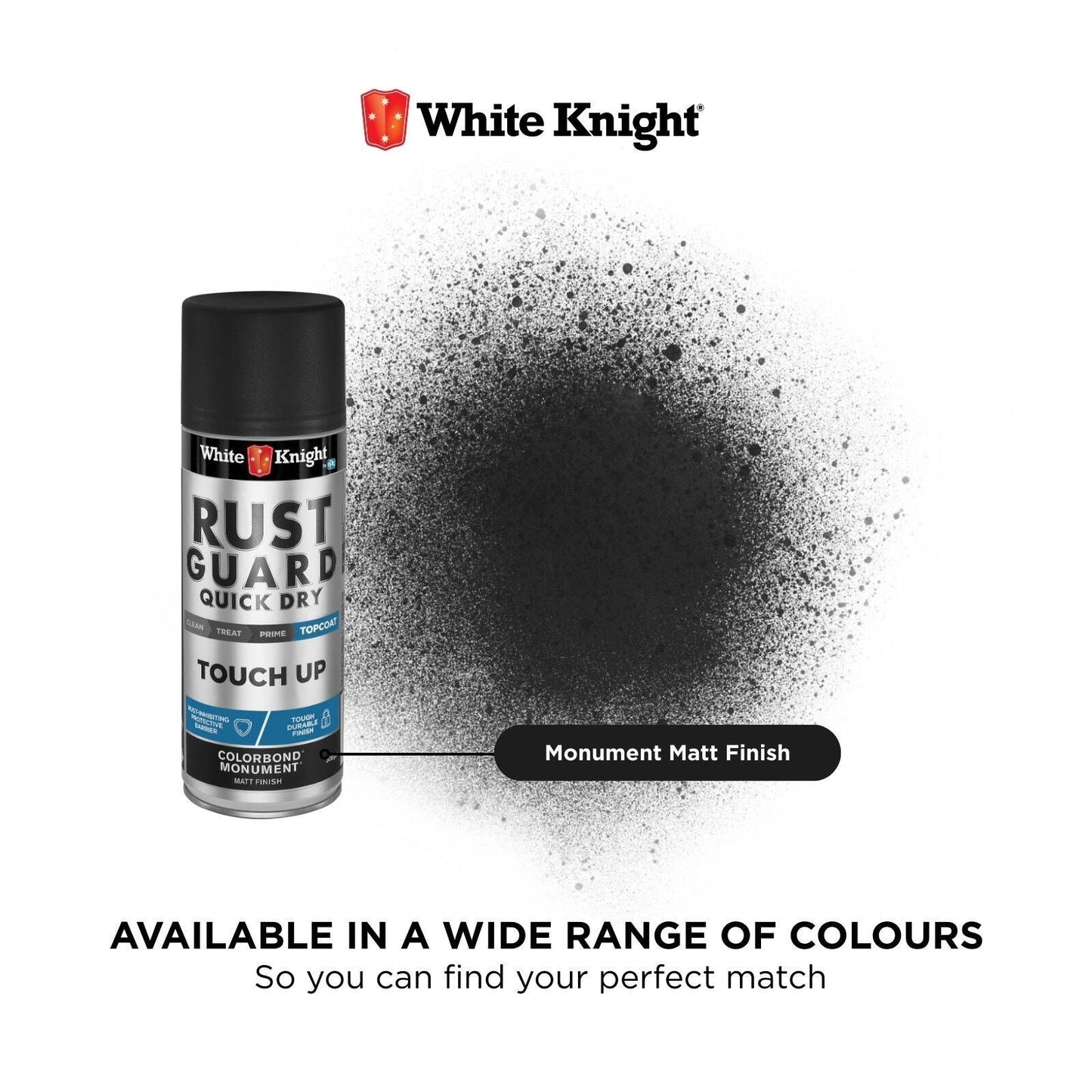 White Knight Rust Guard Touch Up Spray Paint - 300g - Monument Matt