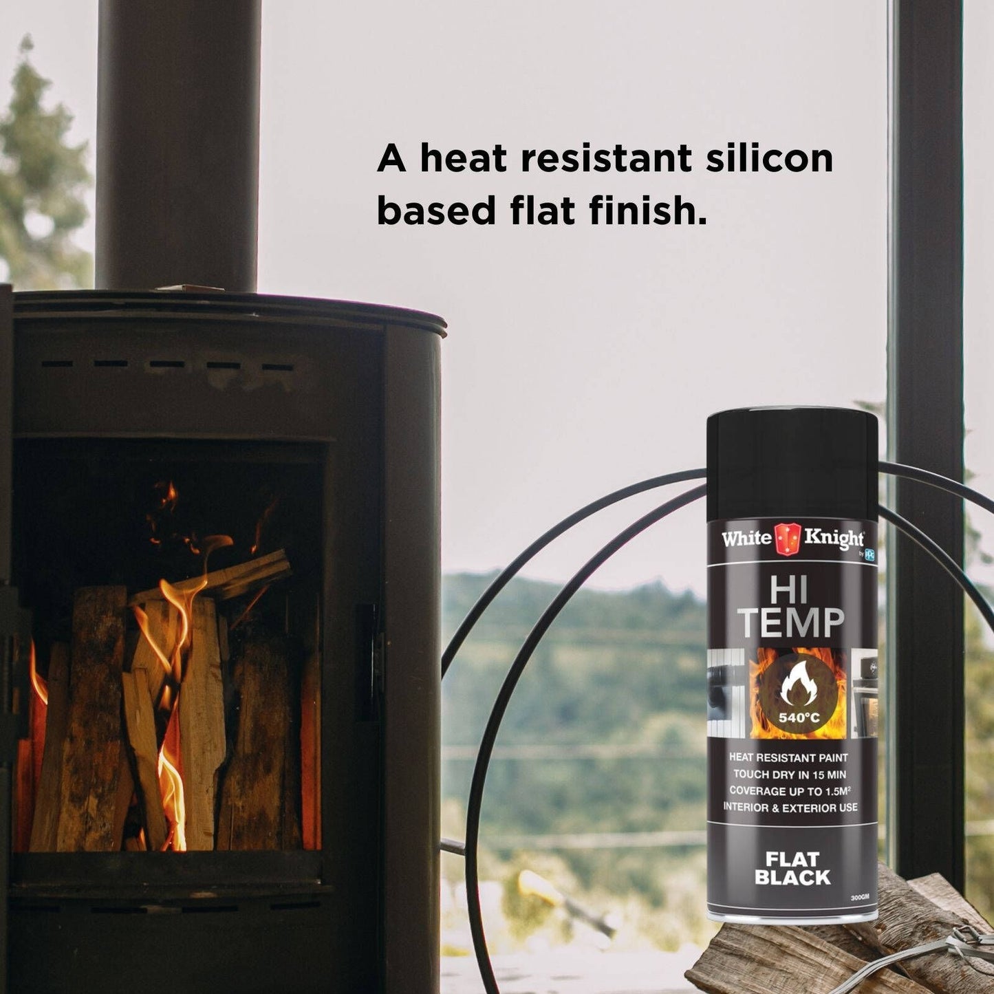 White Knight Hi Temp Spray Paint - 300g - Black