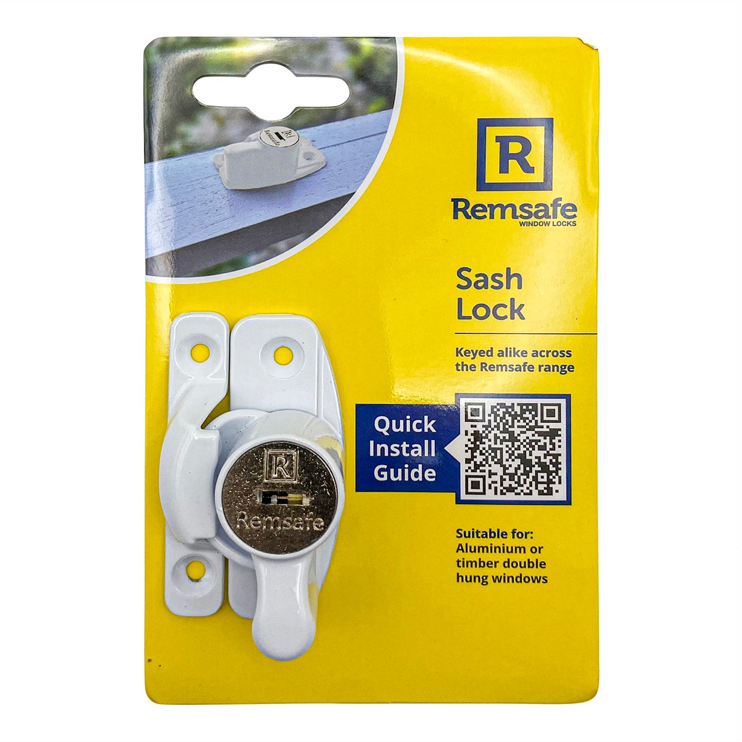 Remsafe White Window Sash Lock - 65 x 30 x 25mm
