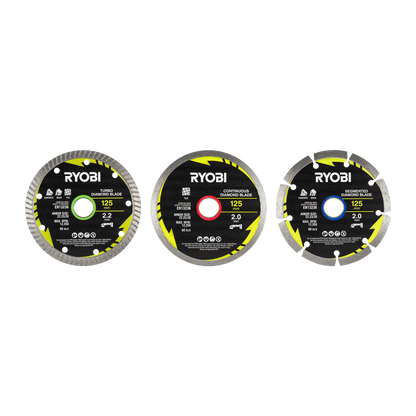 Ryobi Mixed Diamond Blade Set - 125mm - 3 Piece