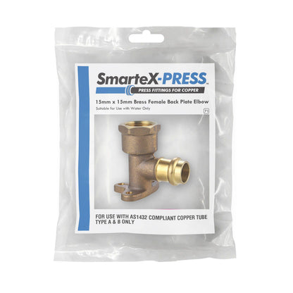 Smartex Press Female Back Plate Elbow - 15mm