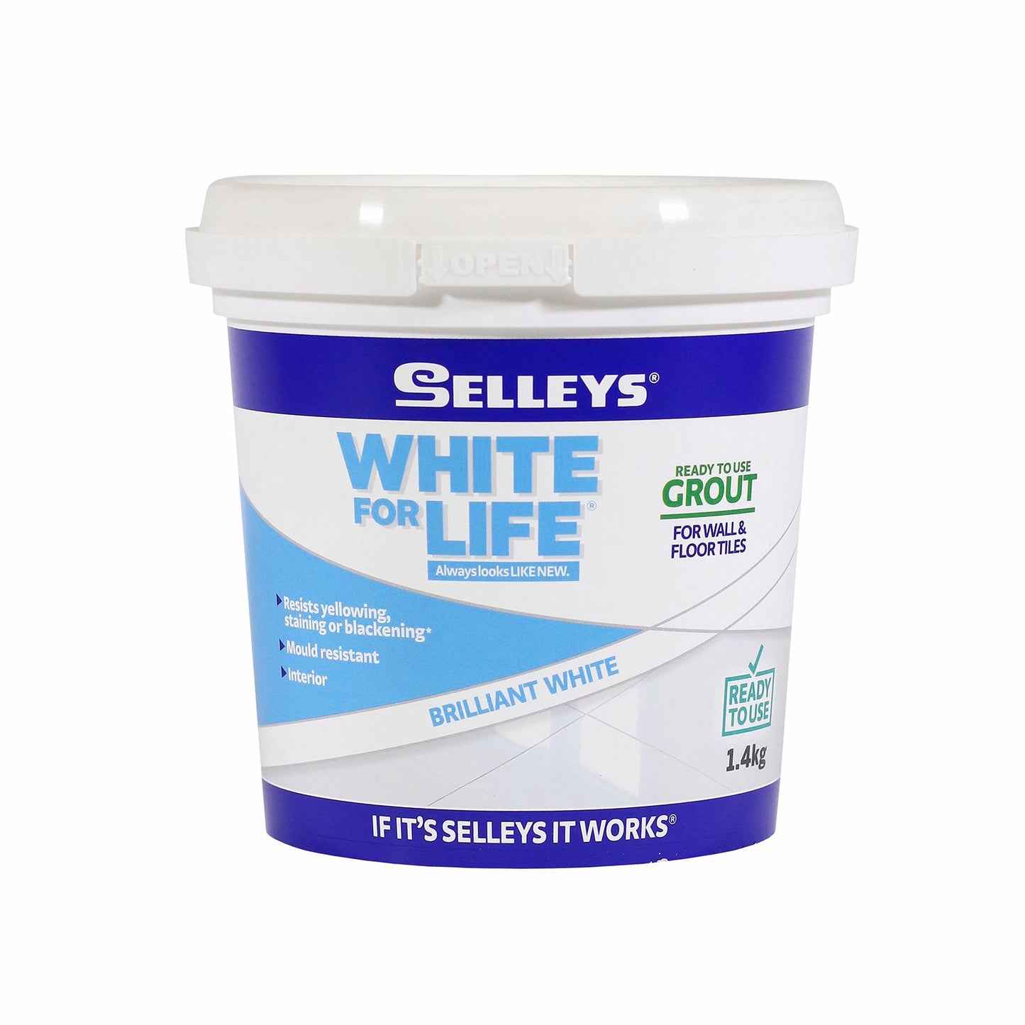 Selleys White For Life Ready To Use Grout - Brilliant White - 1.4kg
