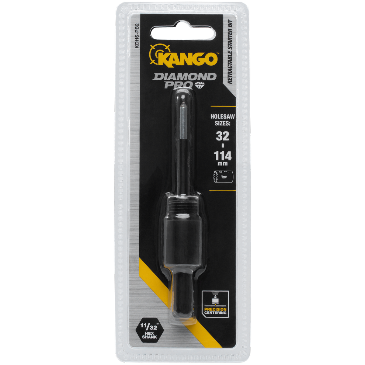 Kango 32 Diamond Pro Arbor with Retractable Starter Bit - 114mm - Yellow