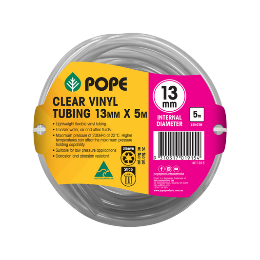 Pope Clear Vinyl Tubing - 13mm x 5m