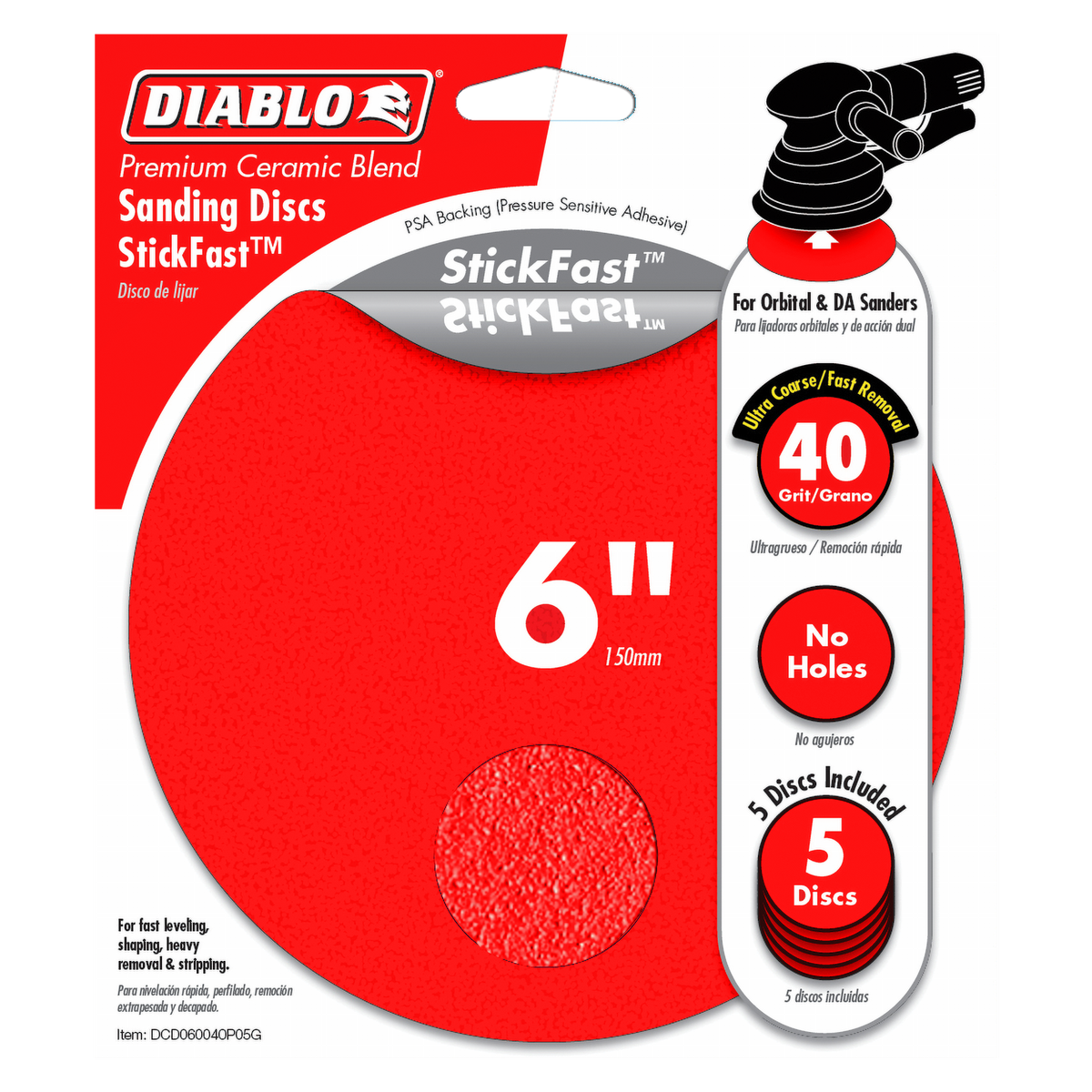 Diablo 150mm 40 Grit Abrasive Random Orbital Sheet 5 Pack