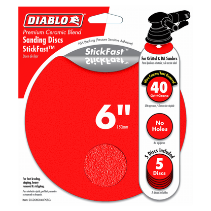 Diablo 150mm 40 Grit Abrasive Random Orbital Sheet 5 Pack