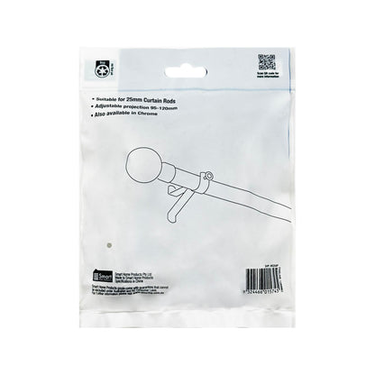 Windoware Black Adjustable Curtain Bracket - 25mm - 2 Pack
