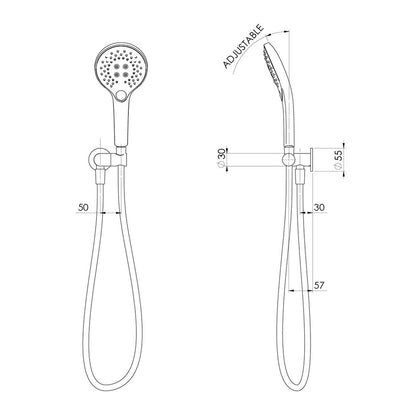Phoenix Tapware Aplo Hand Shower - 3 Function - 8.5L/min - Chrome