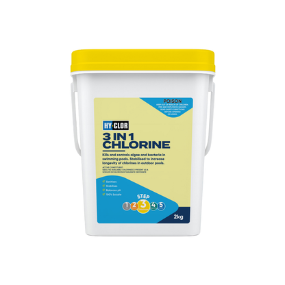 Hy Clor Pool Chlorine - 2kg - Sodium Dichloroisocyanurate - 3 in 1