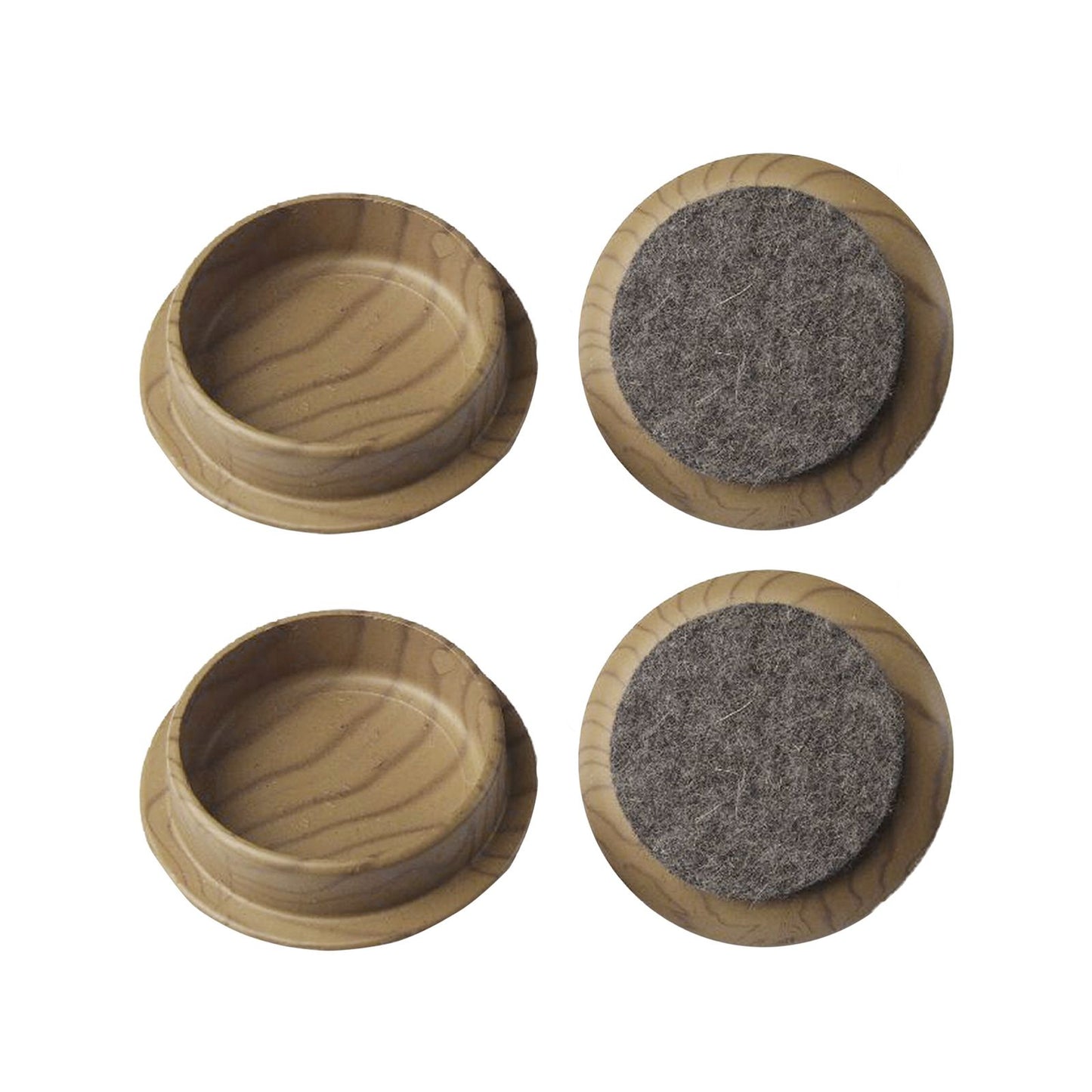 Surface Gard Round Felt Base Castor Cup - 66mm - 4 Pack - Dark Wood