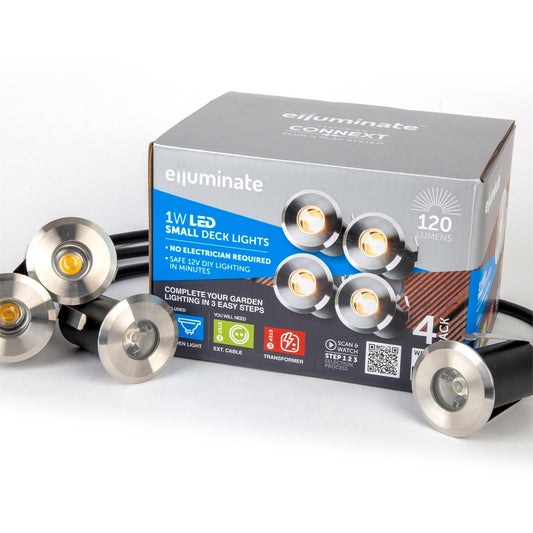 Elluminate Warm White Deck Lights - 4 Pack - Stainless Steel - Safe