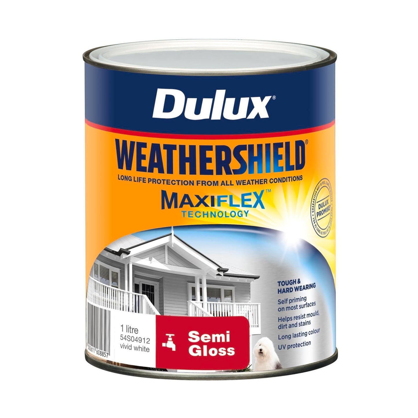 Dulux Weathershield Exterior Paint - 1L - Vivid White Semi Gloss