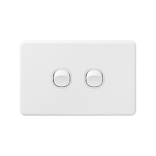 Deta X6 White Double Switch - 2 Gang