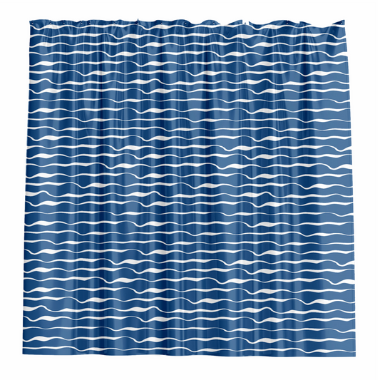 Barelli Shower Curtain Blue Textured Waves 180 x 180cm