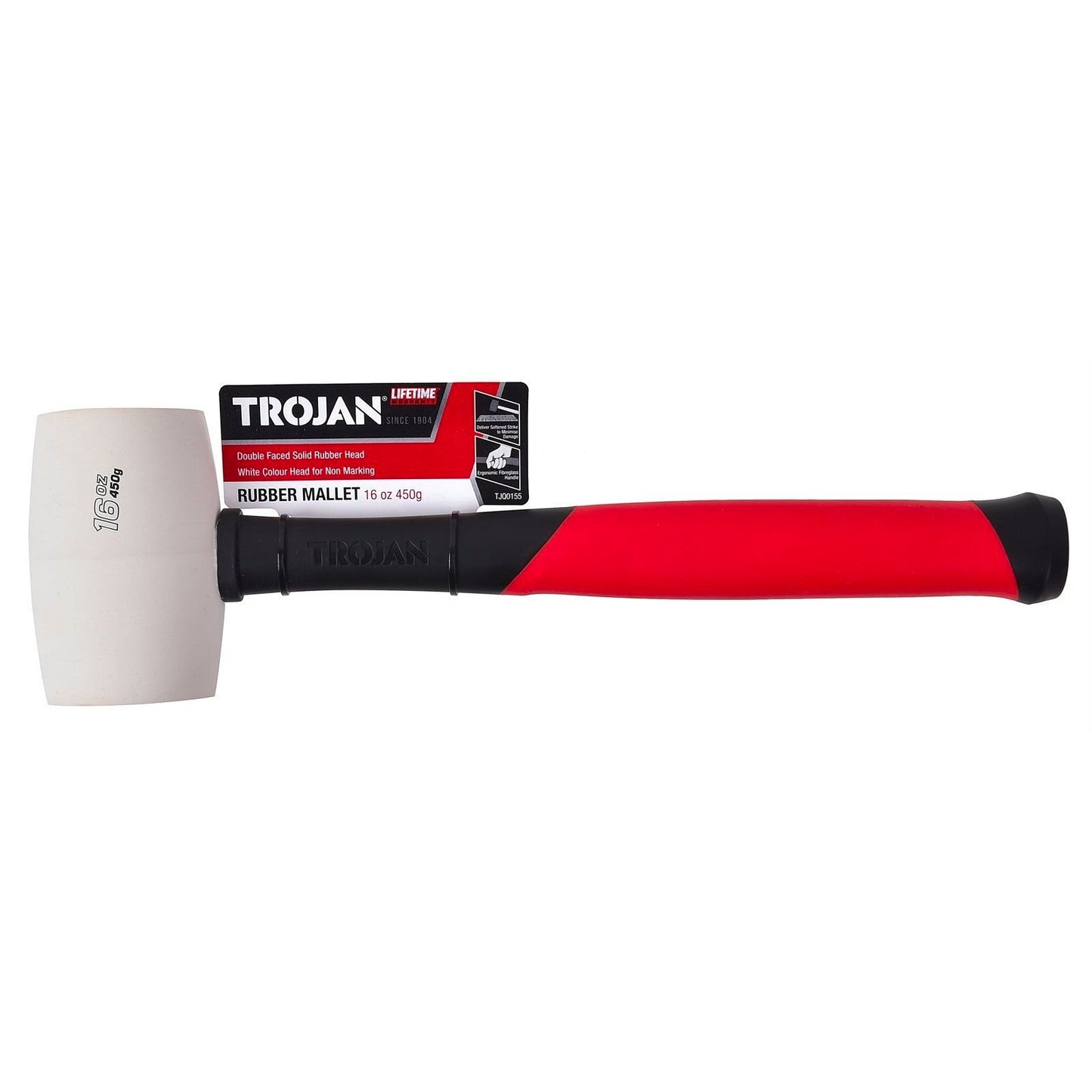 Trojan Fibreglass Rubber Mallet - 16oz - 450g - White