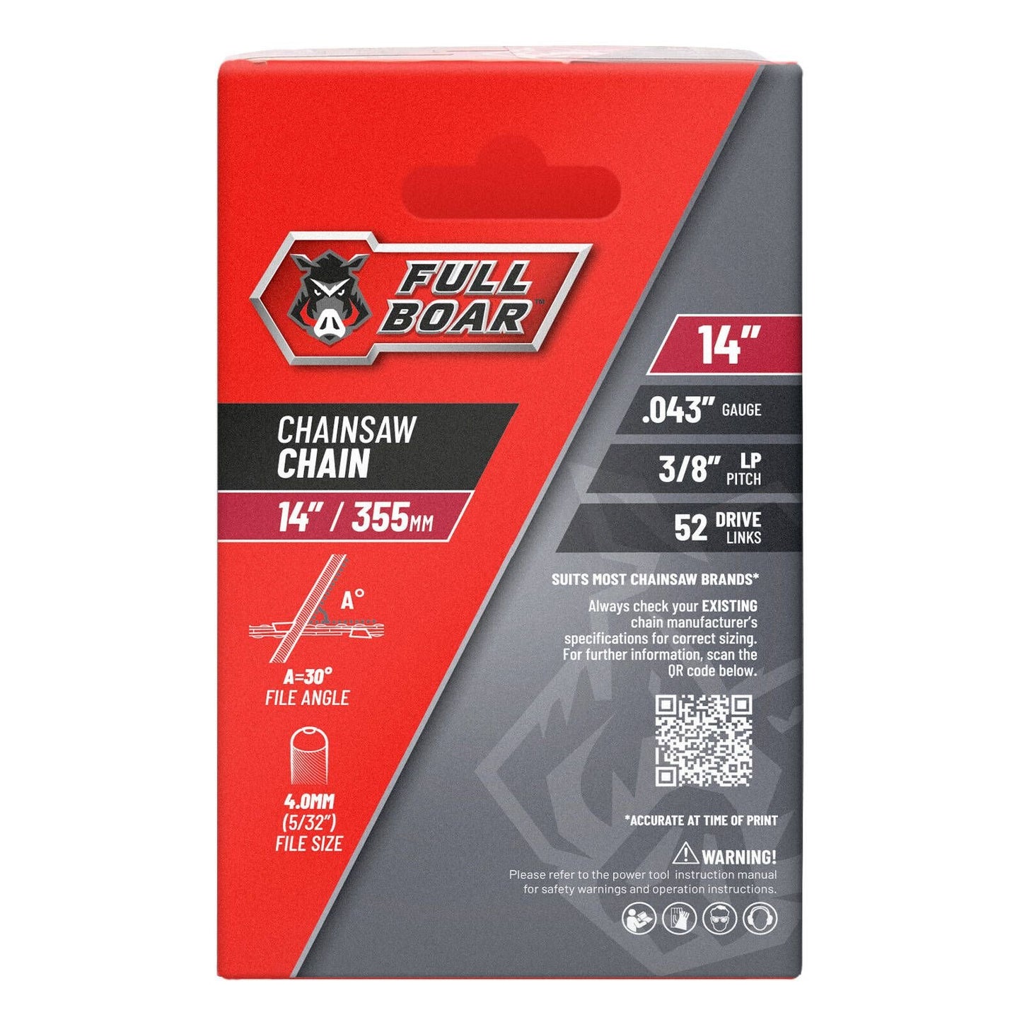 Full Boar Chainsaw Chain - 14" - 355mm - 52 Drive Links