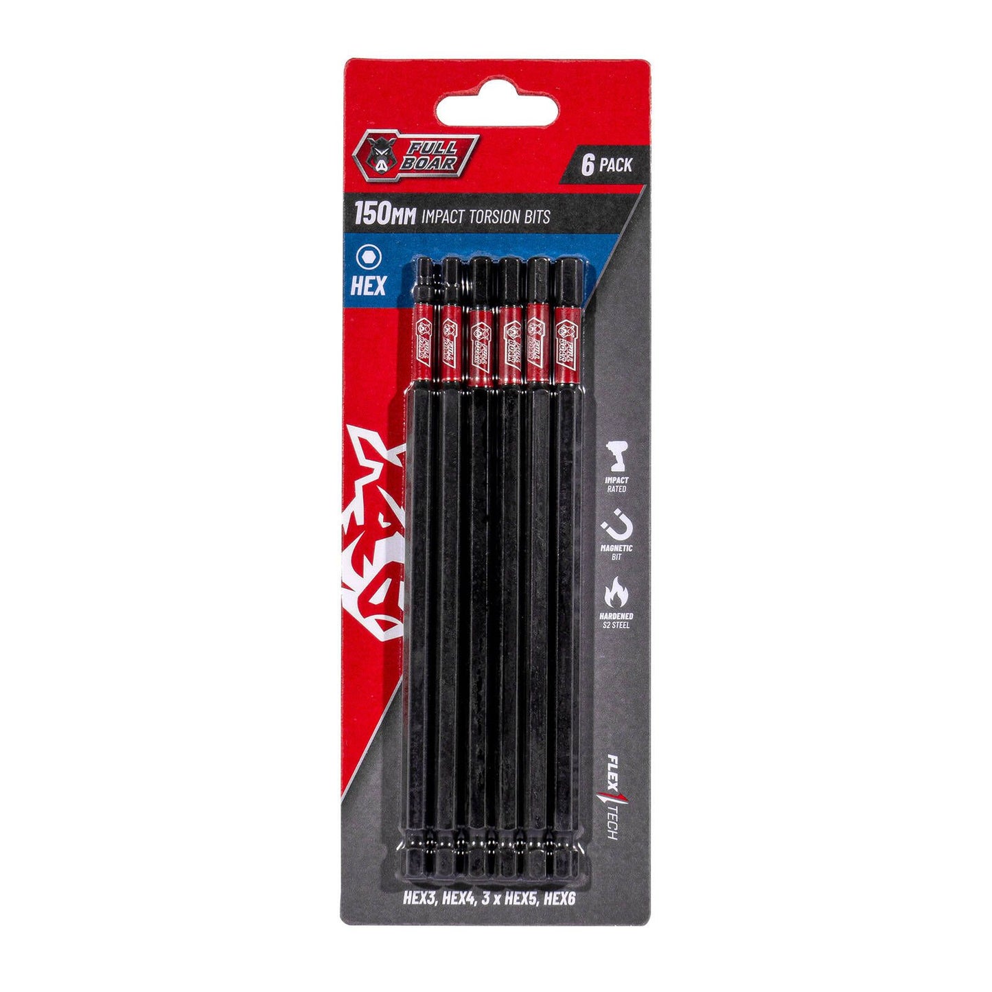 Full Boar Impact Torsion Bits Set - 150mm - 6 Pack