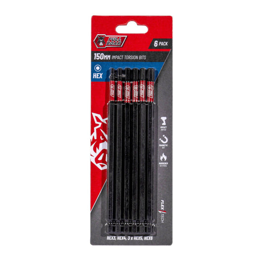 Full Boar Magnetic Impact Torsion Bits Set HEX x 150mm 6 Pack