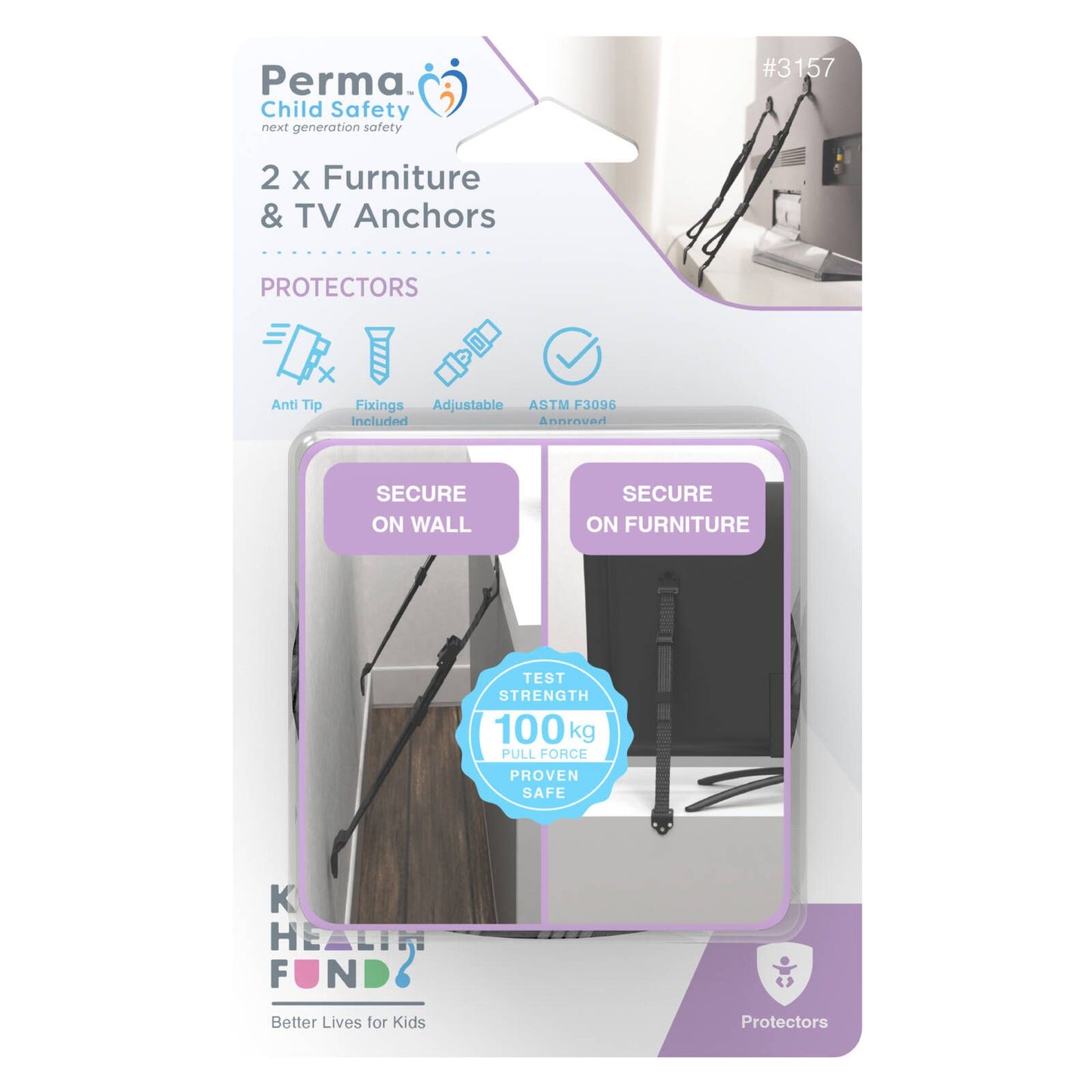 Perma Child Safety TV and Furniture Anchors - 2 Pack