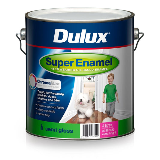 Dulux Super Enamel Paint - 4L - Semi Gloss Extra Bright