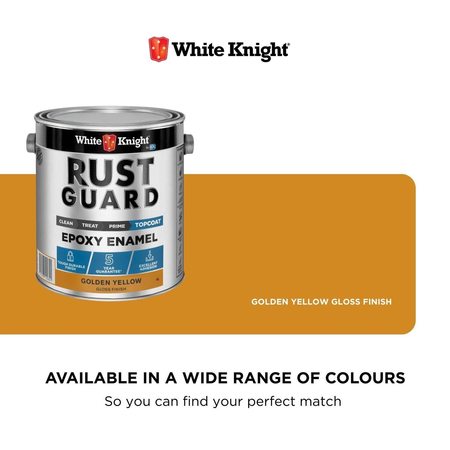 White Knight Rust Guard Golden Yellow Gloss Epoxy Enamel Paint - 4L