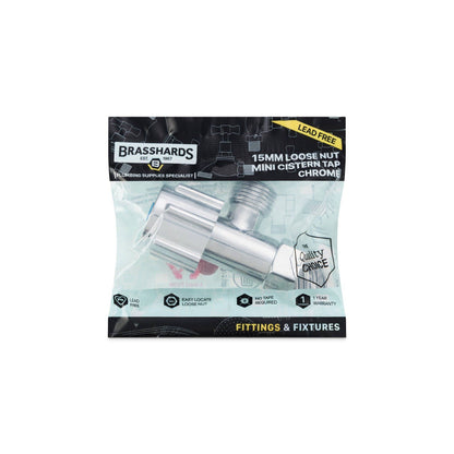 Brasshards Loose Nut Mini Cistern Tap - 15mm - Chrome