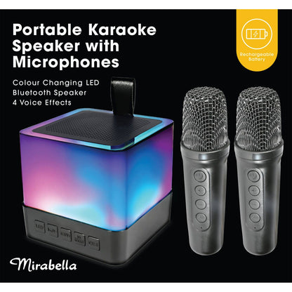 Mirabella Portable Karaoke Speaker with Microphones - 110 x 140 x 96mm