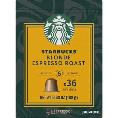 Starbucks By Nespresso Blonde Espresso Roast Coffee Pods 36 Pack