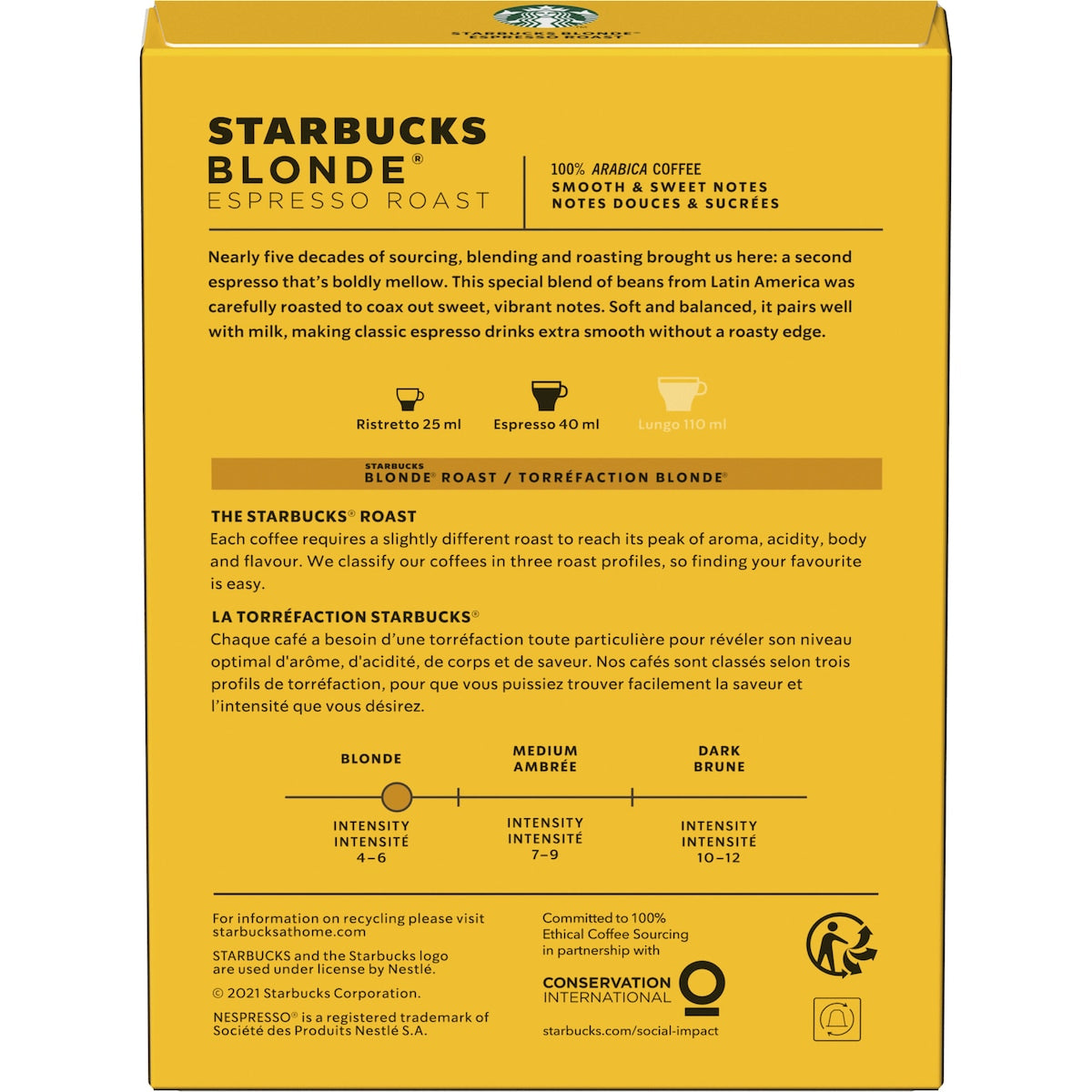 Starbucks by Nespresso Blonde Espresso Roast Coffee Pods Capsules 36 Pack