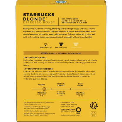 Starbucks by Nespresso Blonde Espresso Roast Coffee Pods Capsules 36 Pack