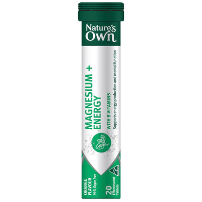 Natures Own Magnesium+ Energy Effervescent With B Vitamins & Caffeine 20 pack