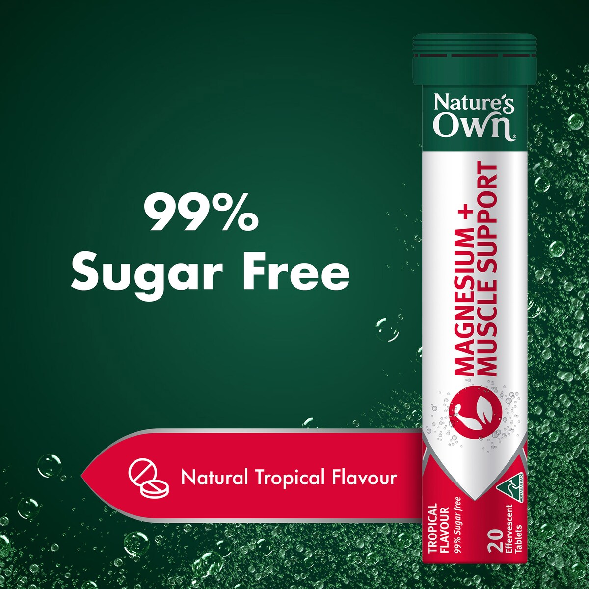 Natures Own Magnesium+ Muscle Effervescent With High Strength Magnesium 20 Pack