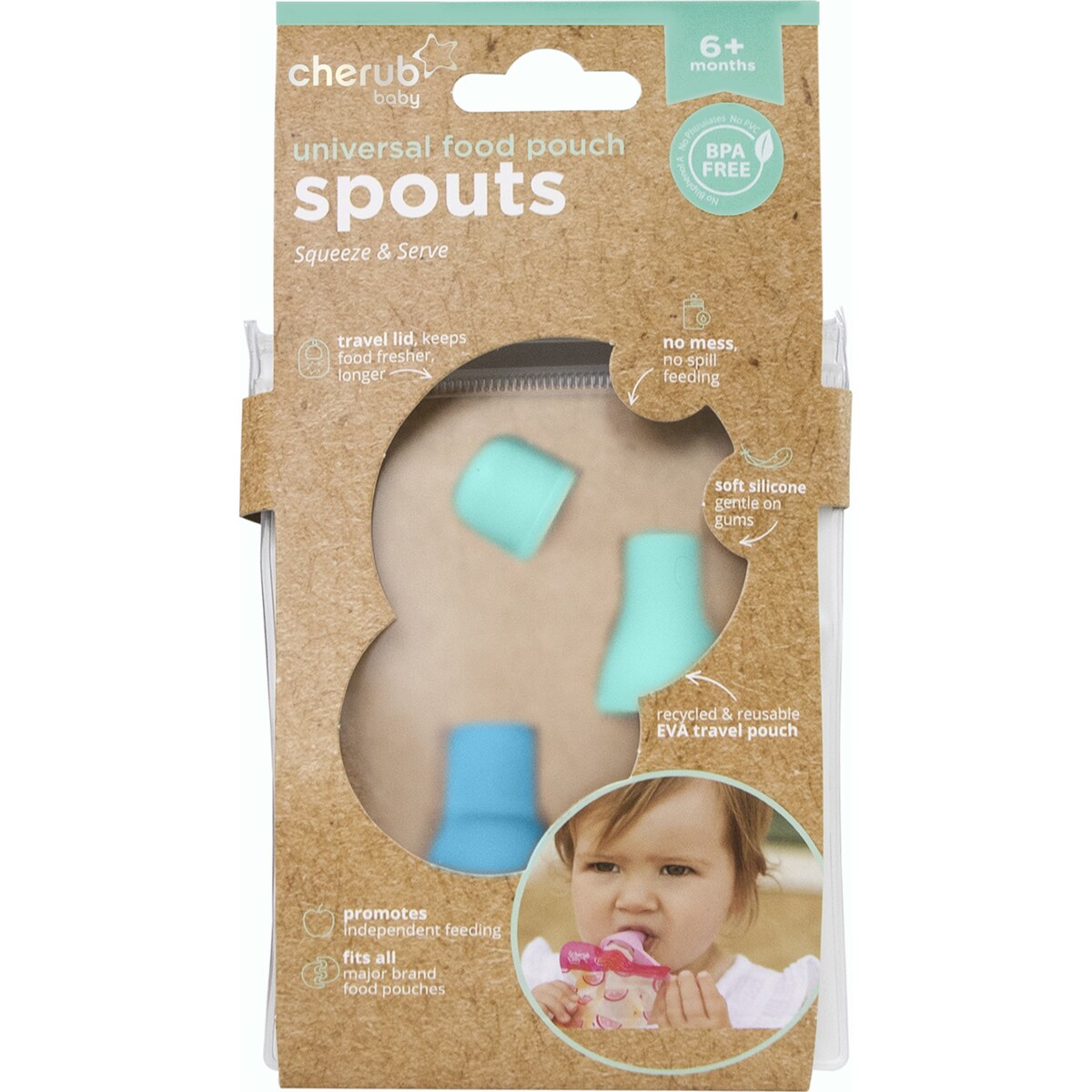 Cherub Baby Food Pouch Soft Spouts Assorted 2 Pack