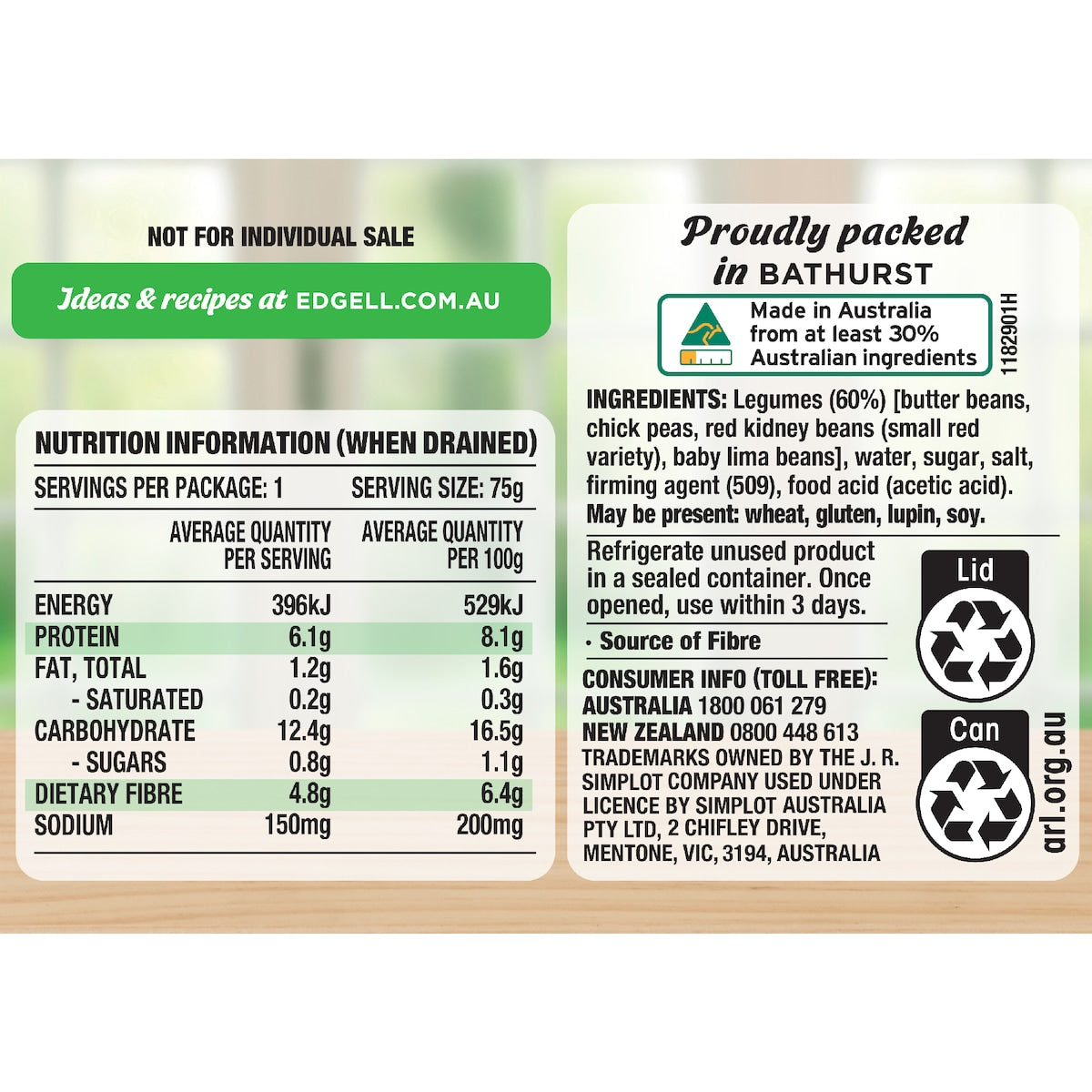 Edgell Four Bean Mix 125g X 4 Pack