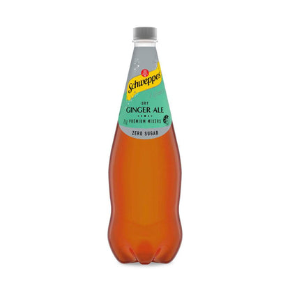 Schweppes Zero Sugar assic Mixers Dry Ginger Ale Soft Drink Bottle - 1.1L
