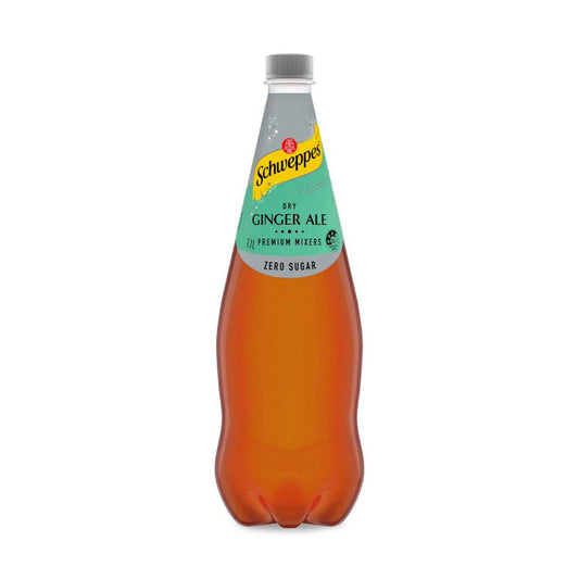 Schweppes Zero Sugar Dry Ginger Ale Soft Drink Bottle - 1.1L