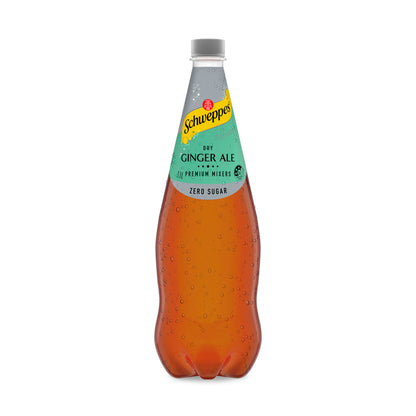 Schweppes Zero Sugar assic Mixers Dry Ginger Ale Soft Drink Bottle - 1.1L