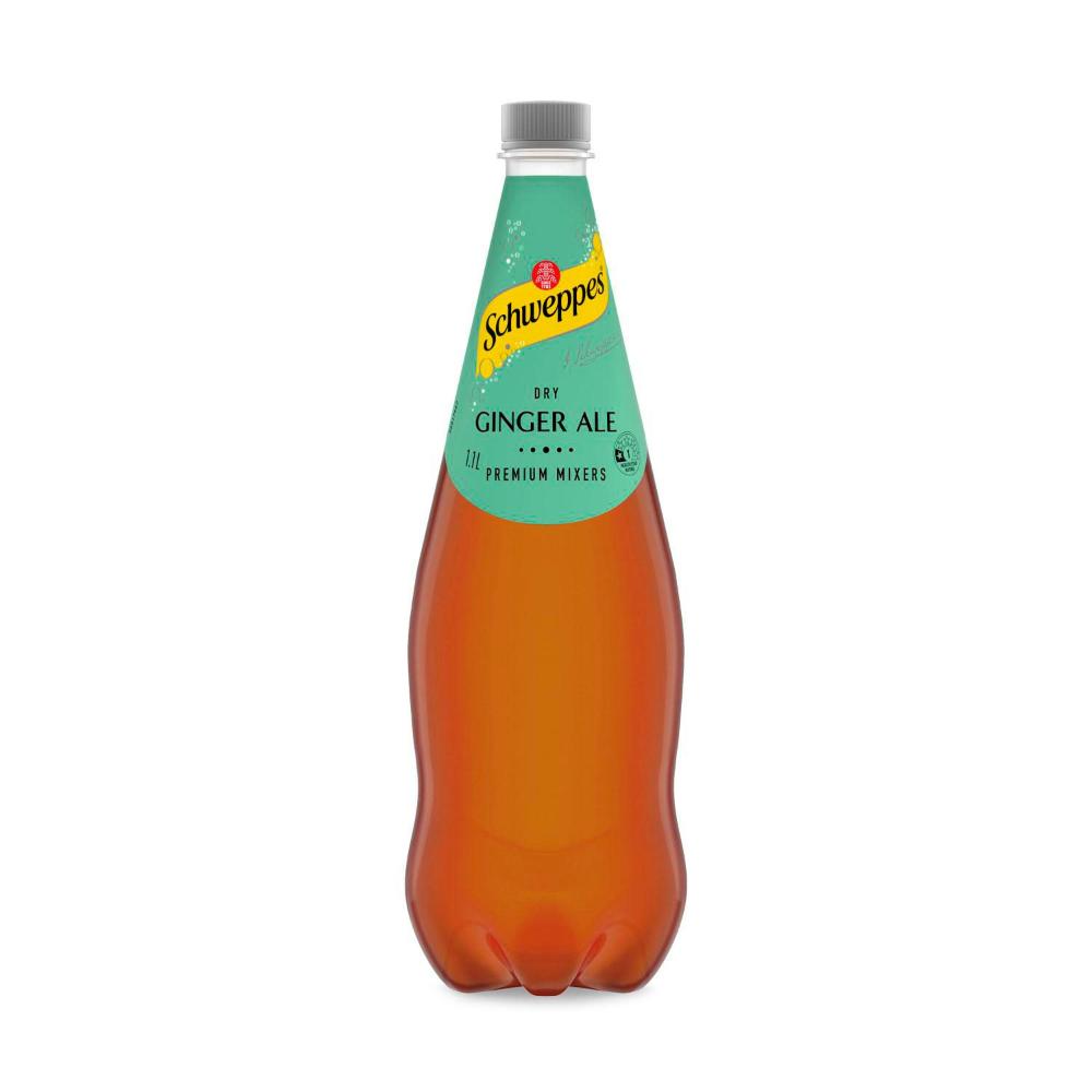 Schweppes Dry Ginger Ale Soft Drink Classic Mixers Bottle 1.1l
