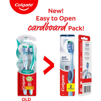 Colgate 360 Deep Clean Toothbrush Soft Value 2 Pack
