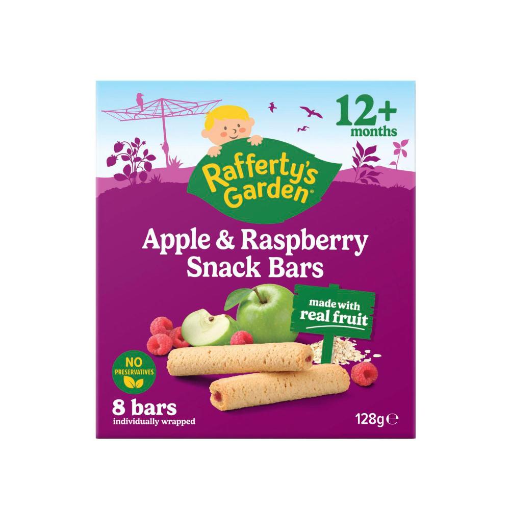 Rafferty's Garden Apple & Raspberry Snack Bars with Real Fruit Baby Food Snack 12+ Months - 128g