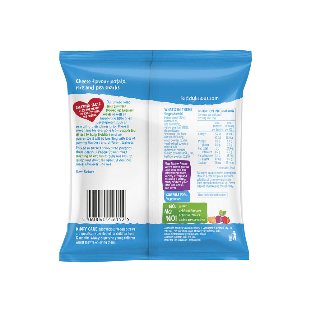 Kiddylicious Veggie Straws Cheesy Flavour - 12g
