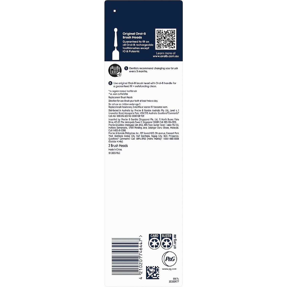 Oral-b Sensitive Clean Electric Toothbrush Replacement Heads 2 Pack
