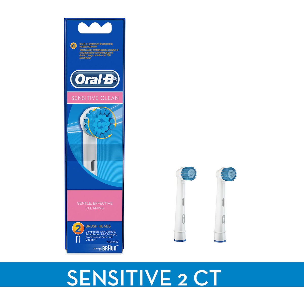 Oral-b Sensitive Clean Electric Toothbrush Replacement Heads 2 Pack
