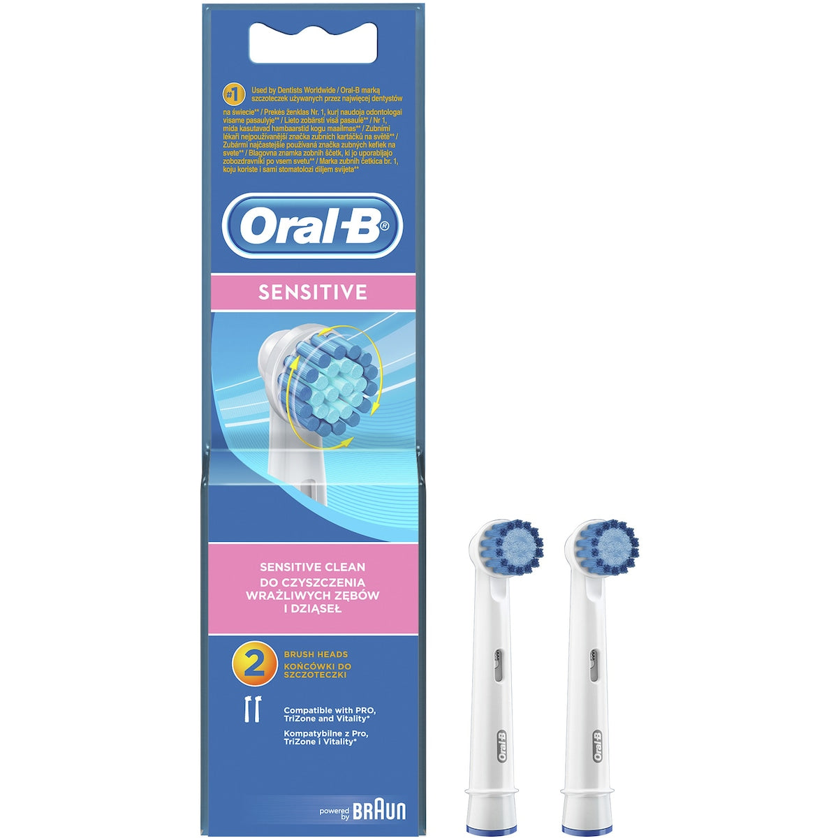 Oral-b Sensitive Clean Electric Toothbrush Replacement Heads 2 Pack