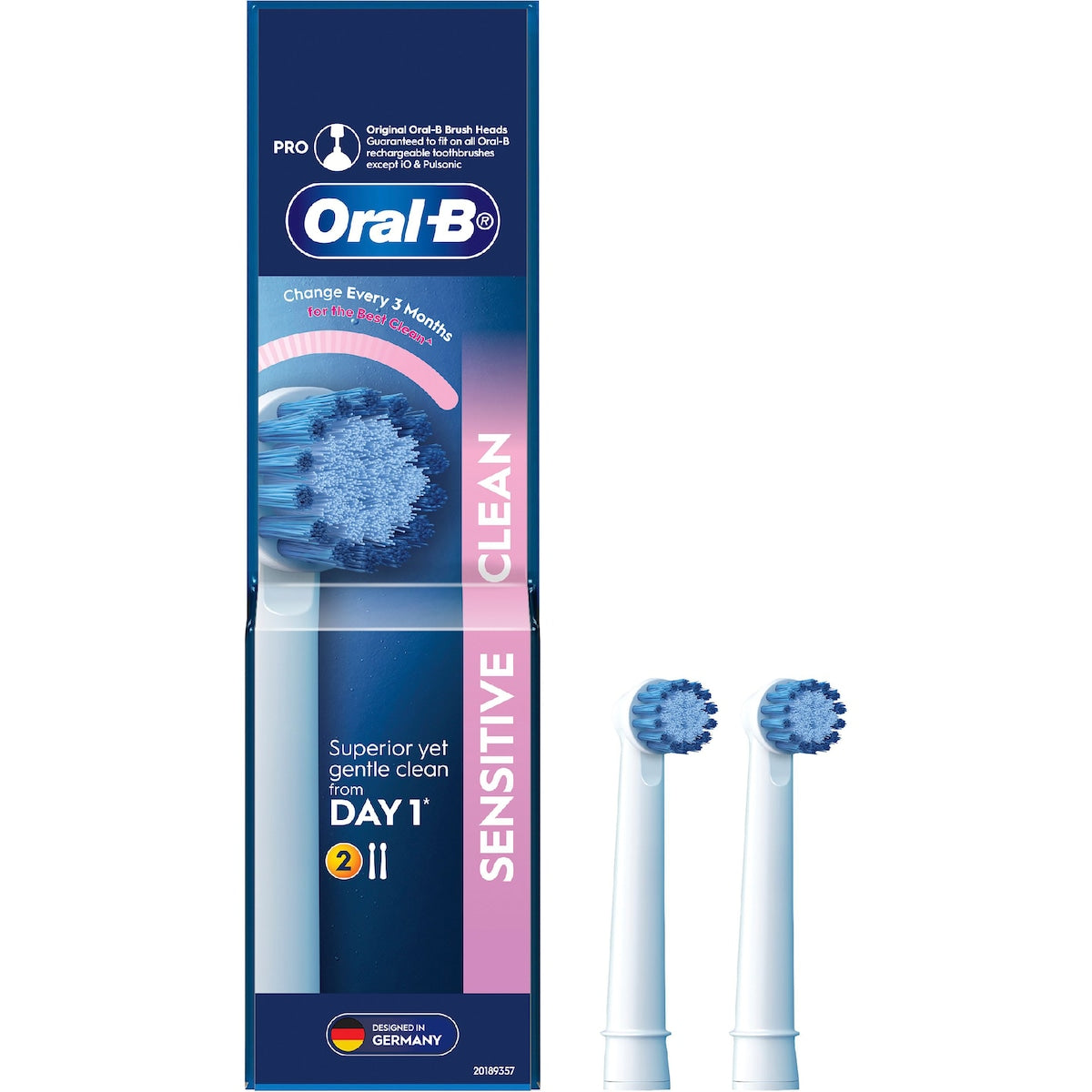 Oral-b Sensitive Clean Electric Toothbrush Replacement Heads 2 Pack