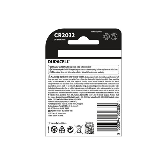 Duracell Specialty 2032 Lithium Coin Batteries - 4 Pack