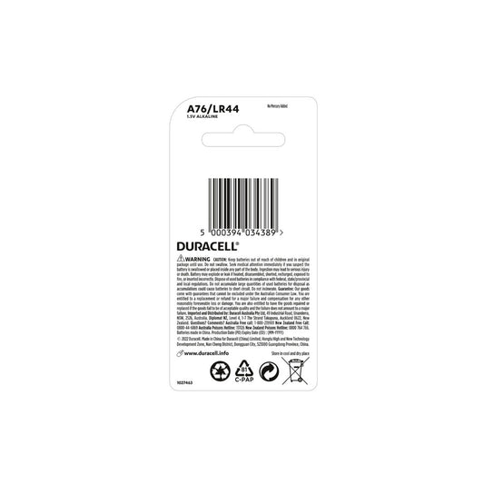 Duracell Specialty Lr44 Alkaline Batteries - 2 Pack