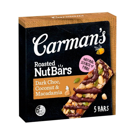 Carman's Dark Choc Macadamia & Coconut Nut Bar - 160g