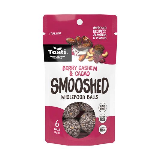 Tasti Berry Cashew & Cacao Smooshed Wholefood Balls 6 Pack - 69g