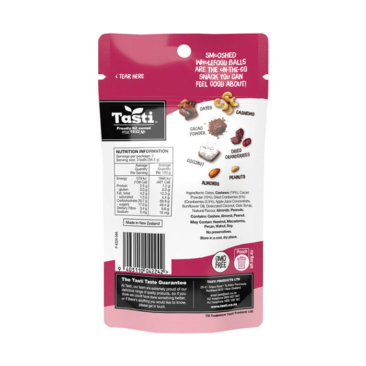 Tasti Berry Cashew & Cacao Smooshed Wholefood Balls 6 Pack - 69g